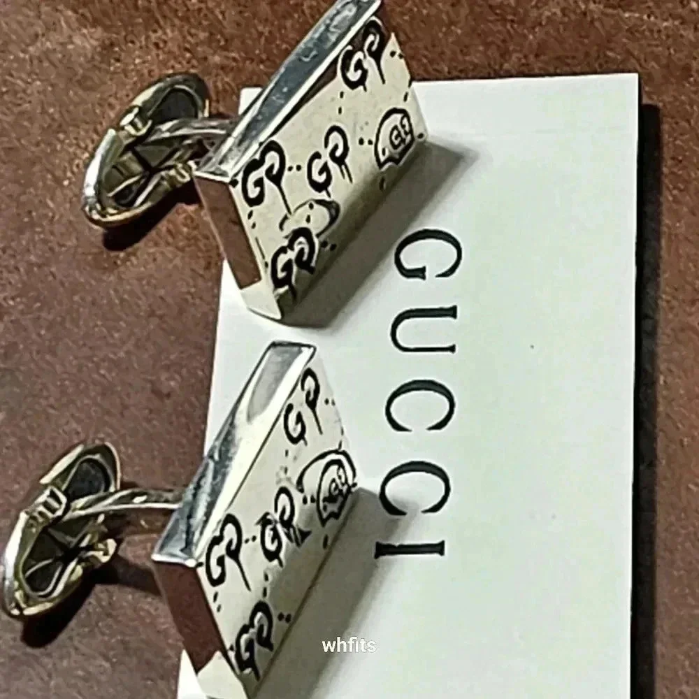 Gucci 925 Sterling Silver GG Skull Cufflinks